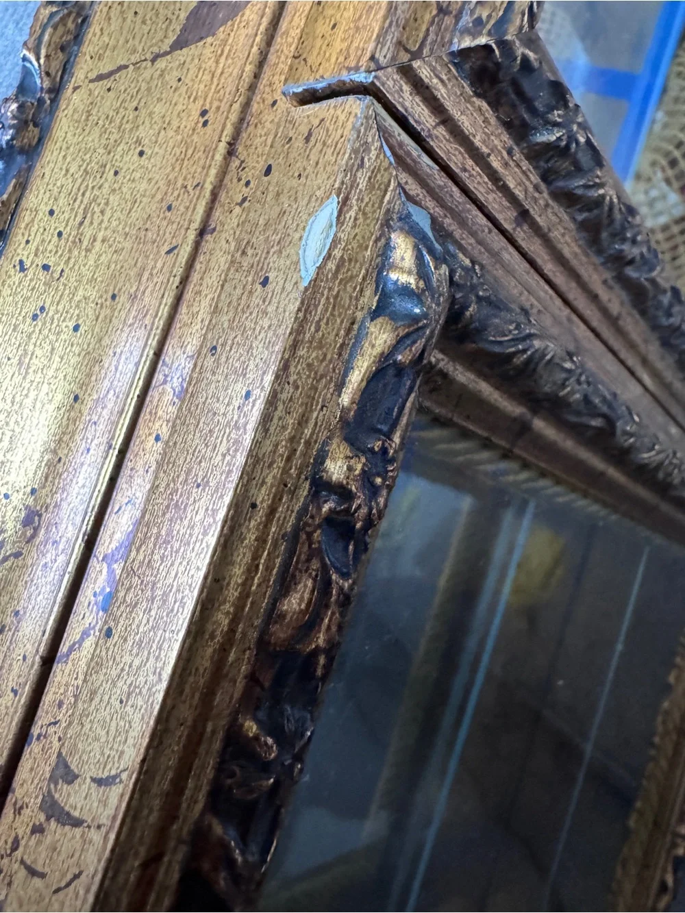 Vintage Creazioni Artistiche Italian Gold Triple Glass Shadow Box Curio Cabinet